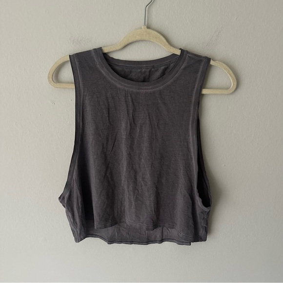 Lululemon Cut Back Crop Tank Wash Grey - Picture 5 of 10